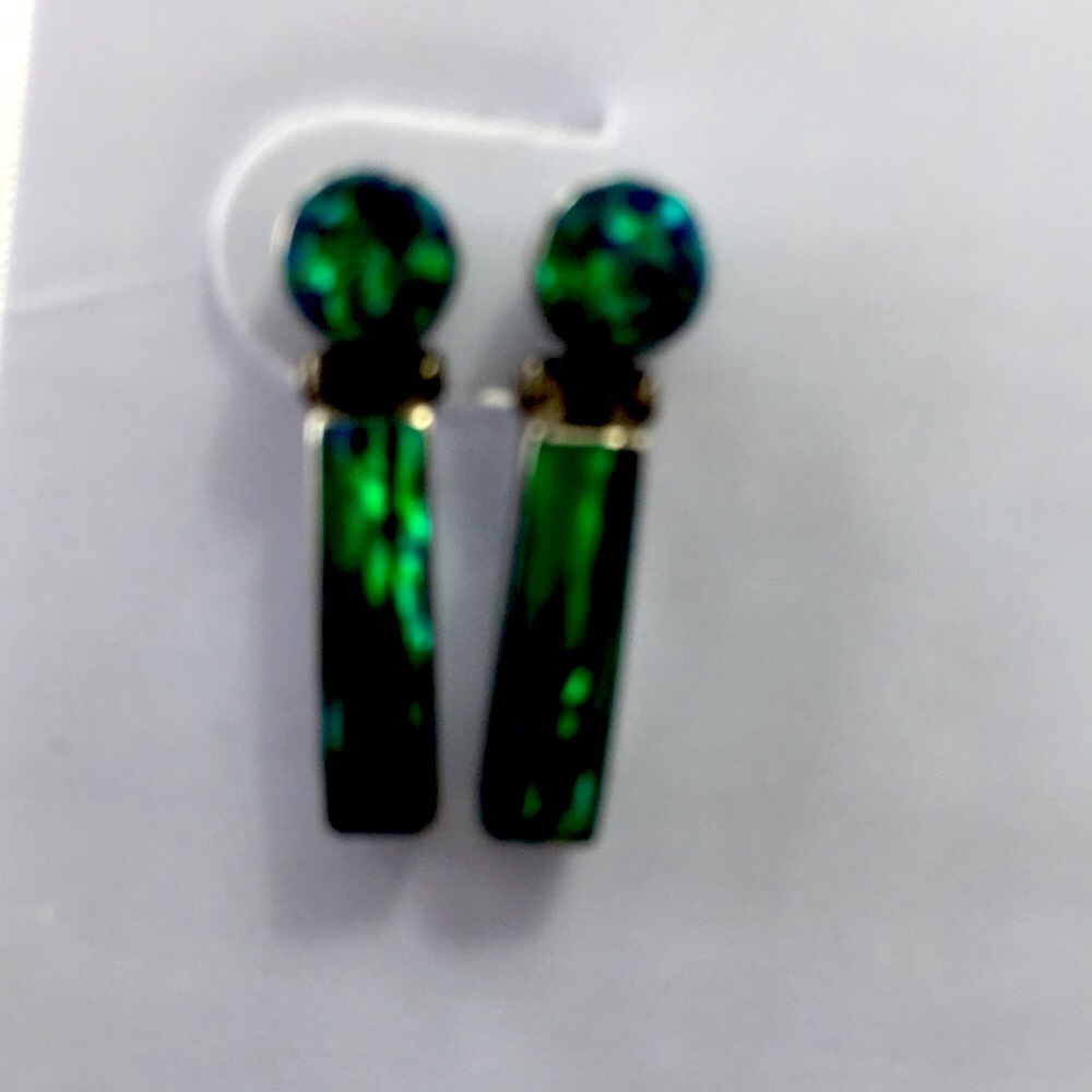 Dangle pierced earrings Blue/Green stones